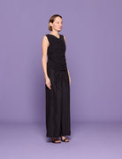canotta arricciatura coulisse nero - Frida SRL