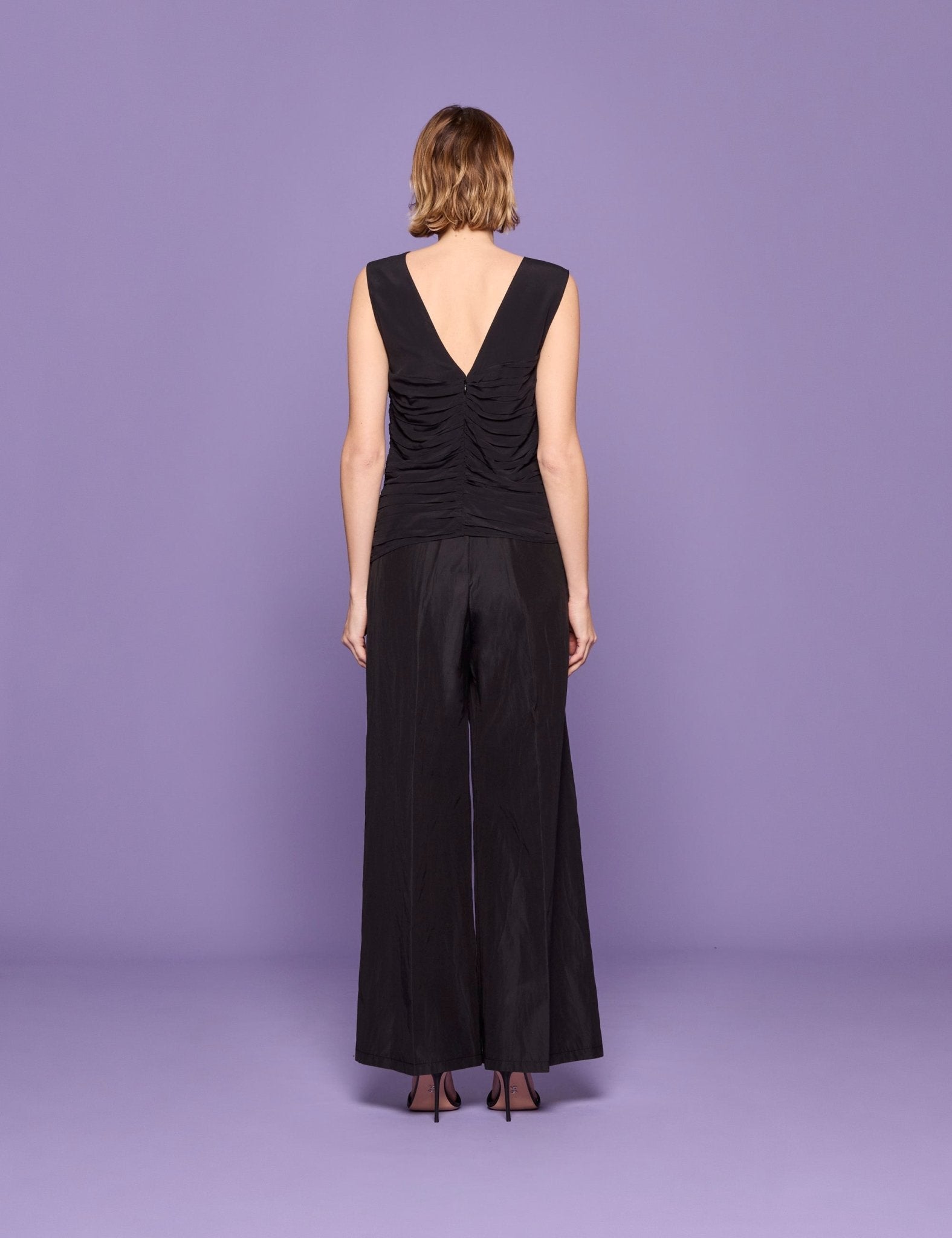 canotta arricciatura coulisse nero - Frida SRL
