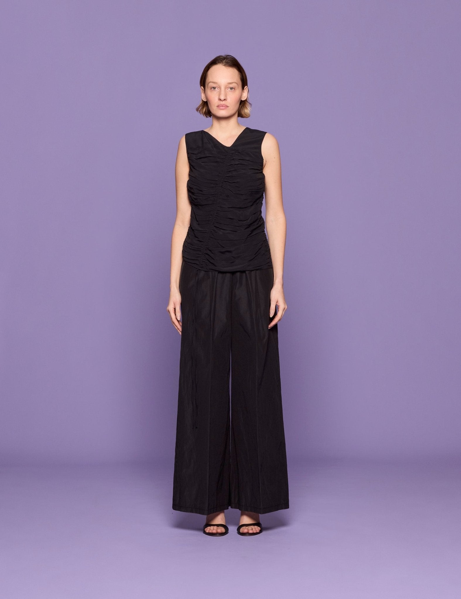 canotta arricciatura coulisse nero - Frida SRL