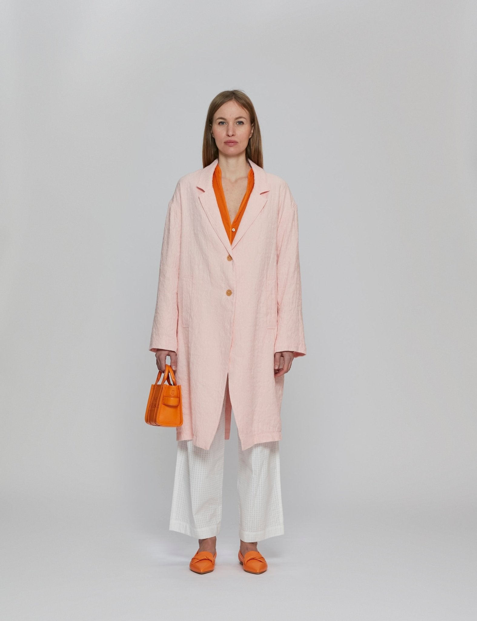 cappotto crepe jacquard rosa - Frida SRL