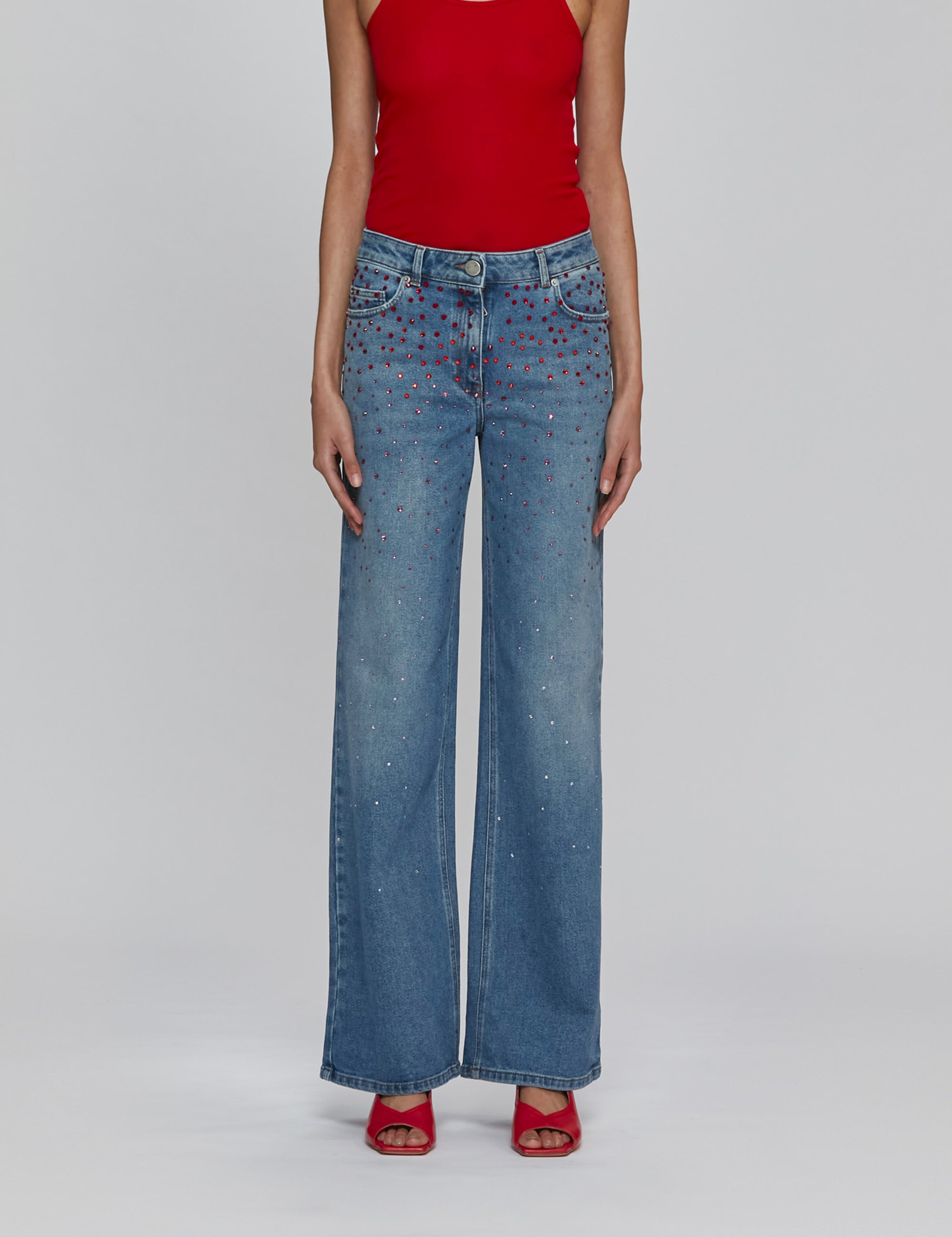 Jeans rossi vita alta new arrivals