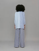 giacca lino riga bianco e blu - Frida SRL