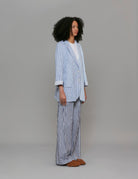 giacca lino riga bianco e blu - Frida SRL