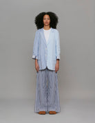giacca lino riga bianco e blu - Frida SRL
