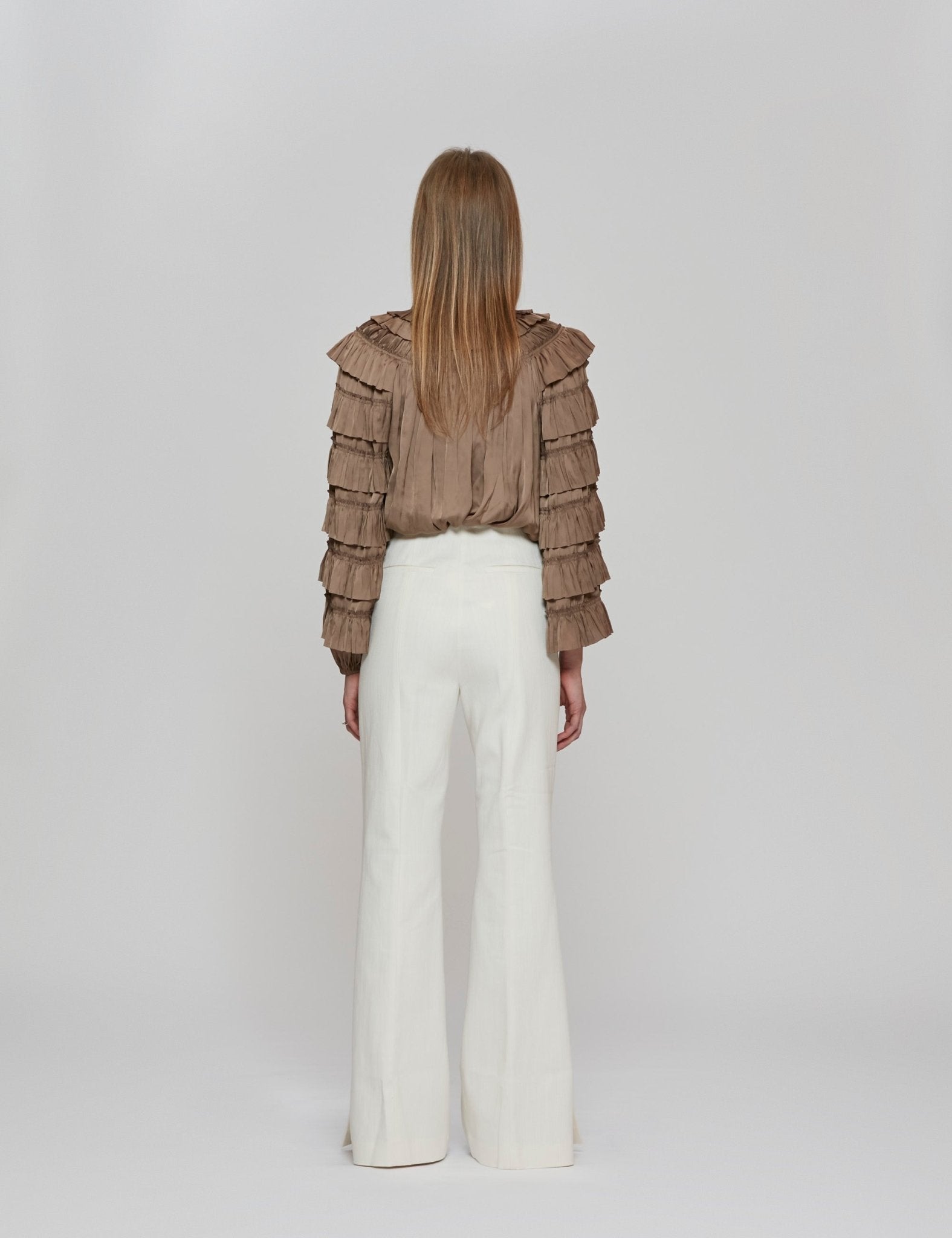 pantalone flared slit bianco - rohe - pantalone