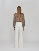 pantalone flared slit bianco - Frida SRL