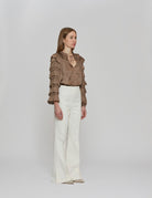 pantalone flared slit bianco - Frida SRL