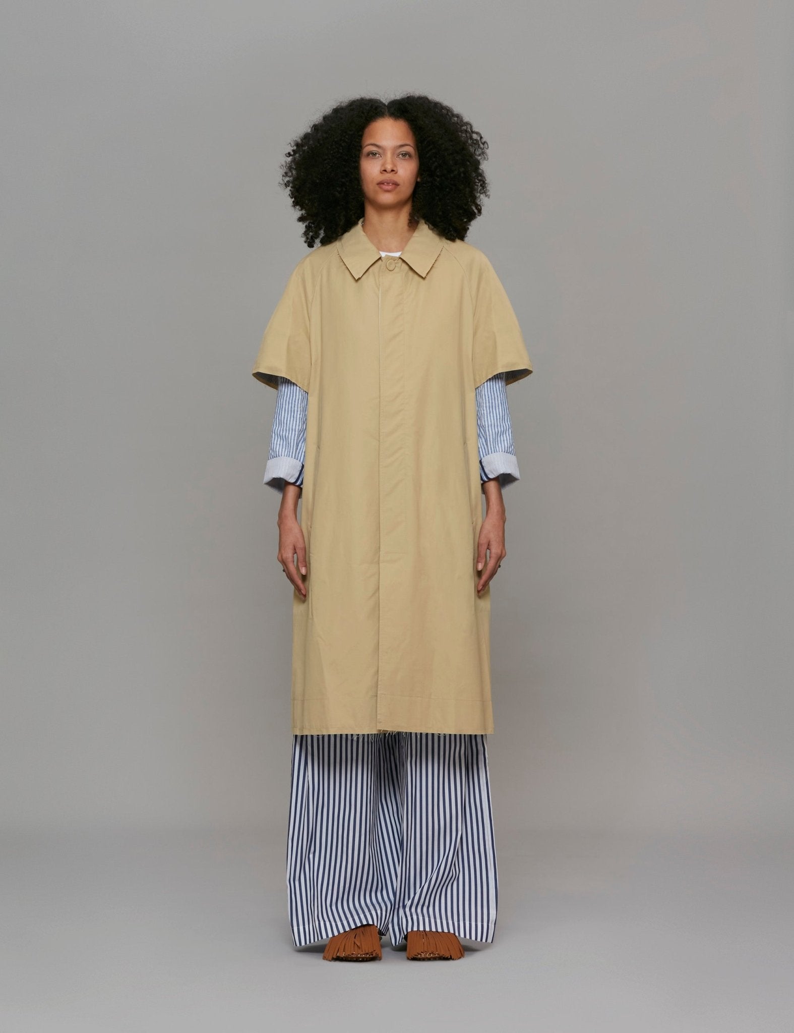 trench inserto maglia cammello - Frida SRL